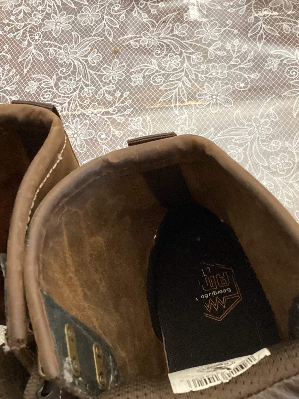 Georgia Boot Brown Leather Lace-Up Work Boots with Padded Collar - Picture 3 of 6